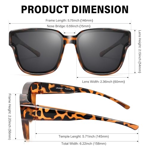 Image of URUMQI Polarized Sunglasses Fit Over Glasses Women Men UV400 Trendy Shades