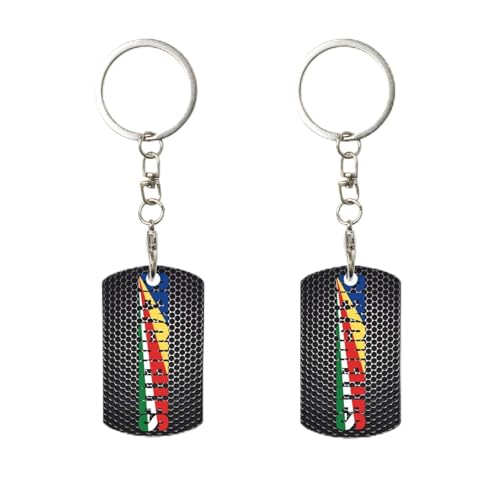 Porte-clés rectangulaire personnalisé en métal avec texte « Seychelles Flag Word Art », pour la maison, le bureau et la moto.