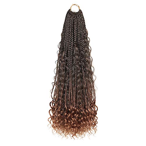 5 Packs Boho Braiding Locs Crochet Hair 22inch three Braids river locs hair With Curly Hair in Middle and Ends Faux locs Synthetic Braiding Hair Extension (22 inch, T30)