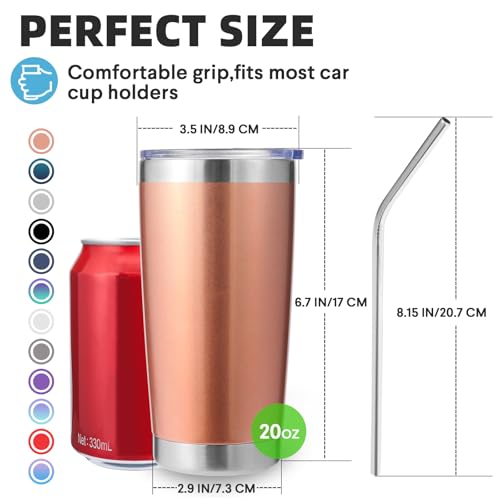 Volhoply 20oz 550ml Travel Insulated Tumbler with Lid and Straw Bulk 4 Pack - Image 2