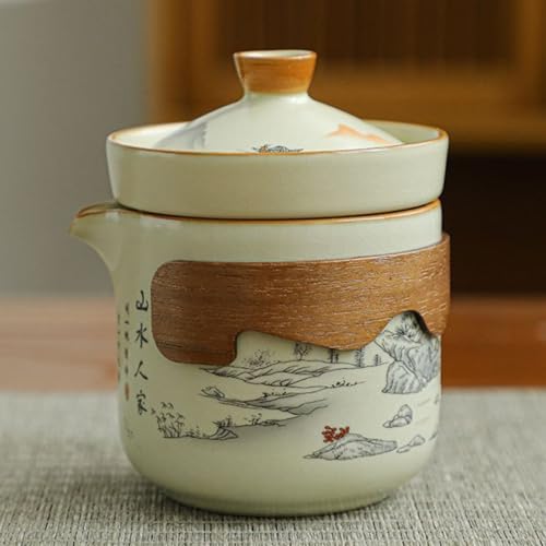 Juego de té portátil de cerámica con infusor integrado y taza de 200 ml 6