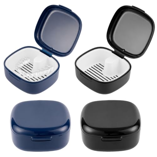 UWJOWP Caja Para Dentaduras 2 Piezas Con Filtro, Estuche De Almacenamiento Para Prótesis Dentales Y Aparatos, Limpieza Higiénica