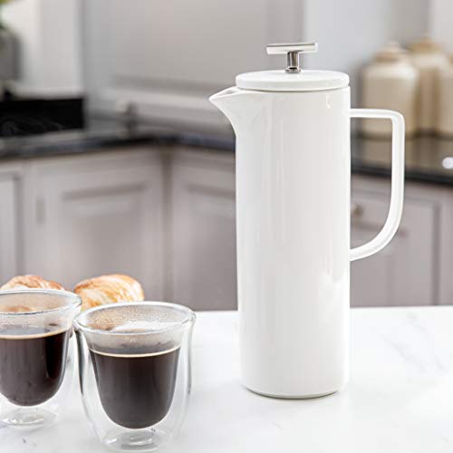 La Cafetière Cafetera Viena Grande de Prensa Francesa de Cerámica, 4 Tazas en Caja de Regalo 1.2L, Blanco - Imagen 7