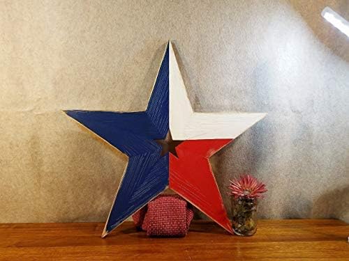 Rustic Wood Texas Star State Flag Distressed 24 Inch American Red White Blue
