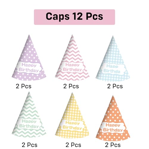 Image of Party Propz Happy Birthday Caps -12 Pcs, Birthday Cap for Decoration, Happy Birthday Caps for Kids, Multicolor Birthday Cap, Birthday Decoration Items for Boys & Girls (Cardstock)
