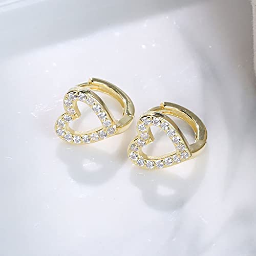 CZ Heart Shaped Small Hoop Cartilage Earrings for Women 925 Sterling Silver Pink Cubic Zirconia Tiny Hollow Love Huggie Hoops Dainty Birthday Wedding Jewelry for Mother4
