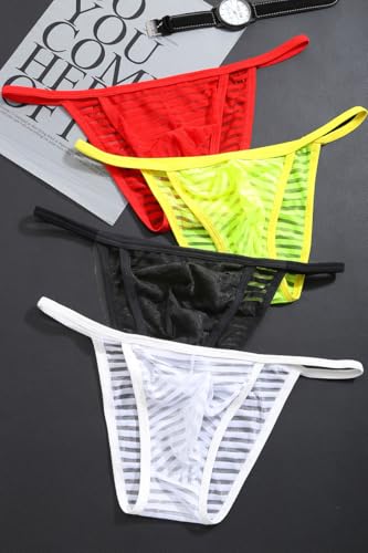 Mens Sexy Mesh Thong See Through G-Strings Underwear Low Rise Bikini Briefs 5