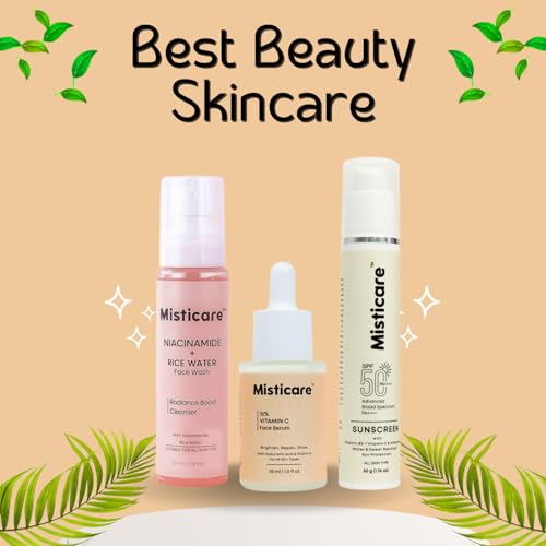Image of Hydration & Repair Skincare Combo - Rice Water Face Wash for Gentle Cleansing, Vitamin C Serum for Brightening & Repair, SPF 50 Sunscreen for Broad Spectrum UVA & UVB Sun Protection
