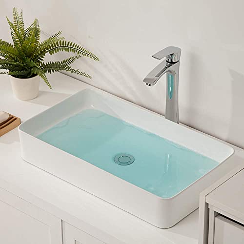 Vessel Sink Rectangle - Sarlai 24"X14" Modern Bathroom Sink Rectangular Above Counter White Porcelain Ceramic Bathroom Vessel Vanity Sink Art Basin #TOP1