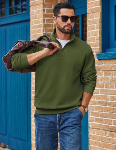 COOFANDY Mens 3/4 Zip Sweatshirt Fleece Casual Pullover Collared Top - image 3