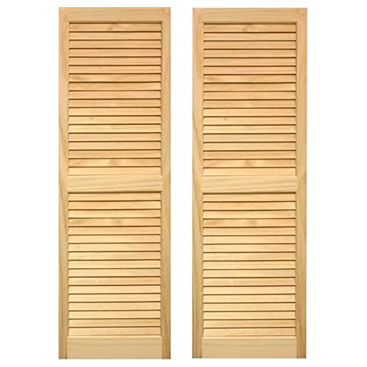 LTL Home Products AM-SHL71 Exterior Solid Wood Louvered Window Shutters, Unfinished Pine