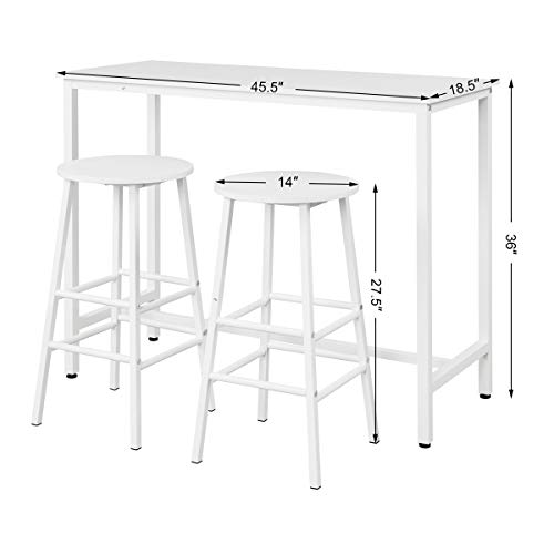image for COSTWAY 3-Piece Pub Table Set, Bar Table with 2PCS Backless Bar Stools