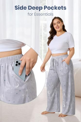 Image of FLYCURVY Plus Size Women Pajama Pants with Pocket L-5XL