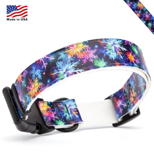 DOGLINE Biothane Waterproof Quick Release Dog Collars - Strong Collar, Odor-Proof, Easy to Care, Fits Dog Collars for Medium Dogs (Vibrant Snowflakes, 3/4\" W by 12-19\" L) - Thumbnail 3