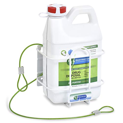 RX Destroyer Medication Drug Deactivation and Disposal System Bottle Bundle with RX64PRO 64 oz Bottle and 1 Custom Easy Storage Wall Mount Bracket Eco-Friendly Pill Destroyer System