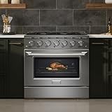 Empava Professional Gas Range with Oven -6-Burner, 5.2 Cu. Ft True Convection, 20K BTU Sealed Cooktop, ETL Certified, Freestanding & Slide-in Stove, Stainless Steel,36 Inch