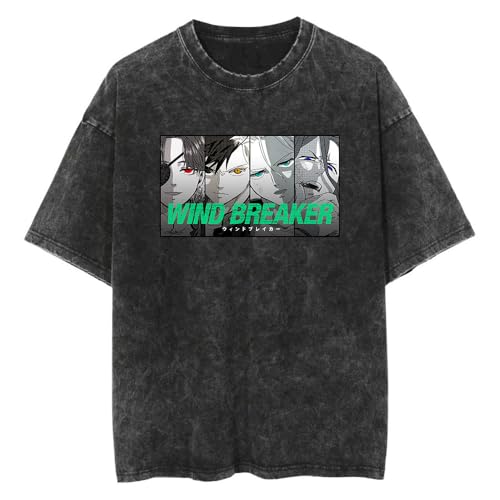 Wind Breaker Washed Vintage T-Shirt Anime Merch Casual Short Sleeved T Shirt Unisex Tee (3,Medium)