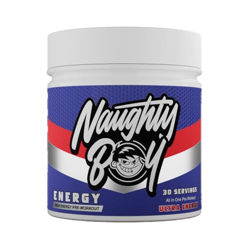Naughty Boy High Energy Pre Workout Powder with Beta Alanine, Citrulline & Caffeine Supplements for Men & Women Clinically Dosed Energy Drink- 390g/30 Servings(Ultra Energy)