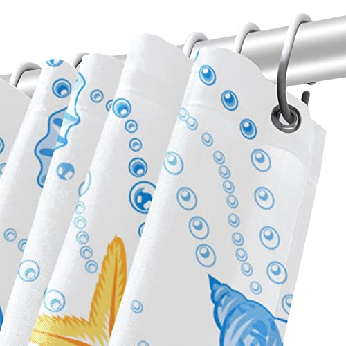 Rideau de douche coquillages imperméable et ses crochets de fixation - 6