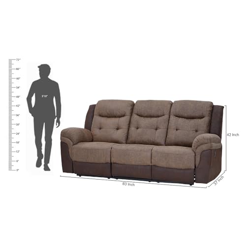 Image of Royaloak Atlanta American Power Motion Fabric Recliner 3S| Comfort Control Panel | Soft Fabric Upholstery | Sturdy Wooden Frame | High Backrest for Lumbar Support | Pocket Spring Comfort