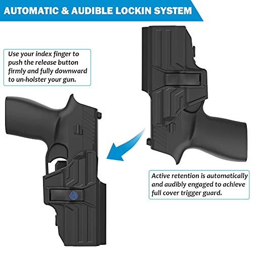 Owb Holster For Sig P320 Compact 9Mm/.40, 360° Adjustable Paddle Belt Holster For Sig Sauer P320 M18/ X Compact/ P320 Rx Compact/X Carry, Outside Waistband Open Carry Holster With Rapid Release, Rh #TOP1