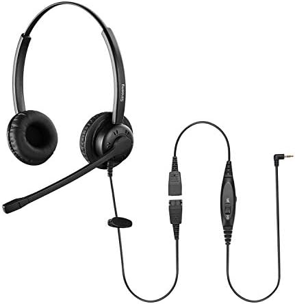 2.5mm Headset with Microphone Noise Canceling & Volume Controls, Binaural Telephone Headset for Panasonic Dect 6.0 Phones, Office Telephone Headset for AT&T Vtech Cordless Phone