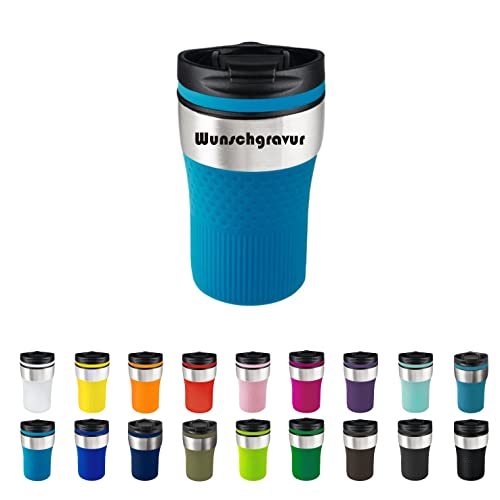 Schmalz Mug isotherme Baya avec gravure | Tasse à café à emporter | Gobelet isotherme | Sans BPA | Cadeau personnalisé | Nom | Anniversaire | Idée cadeau | 230 ml (cyan)