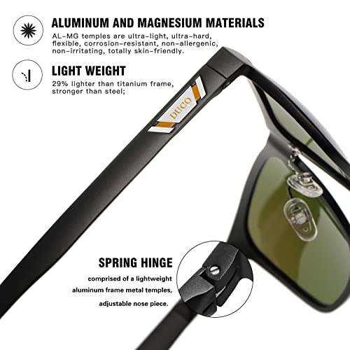 Image of DUCO Mens Sunglasses Polarized UV Protection Retro Rectangular Frame Sun Glasses for Driving Fishing 100% UV Blocking 3029H