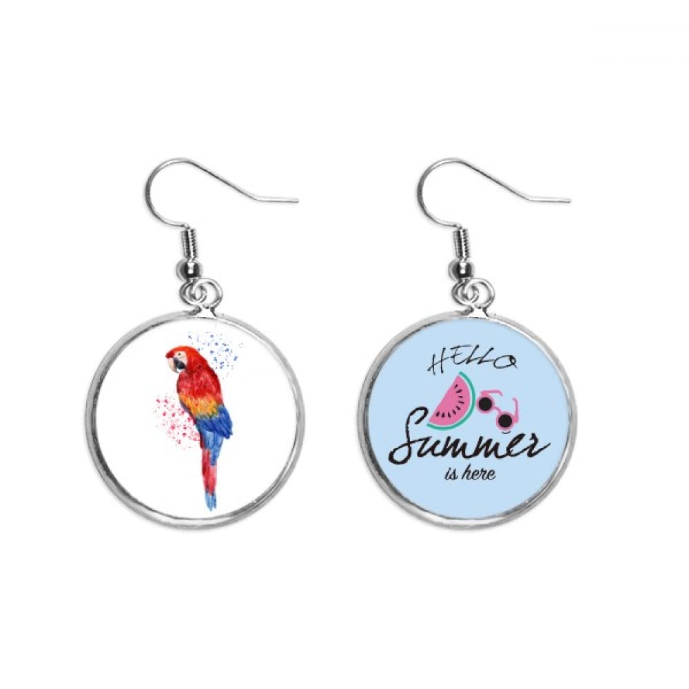 Pendientes de loro rojo ligeros antialérgicos estilo sandía 5