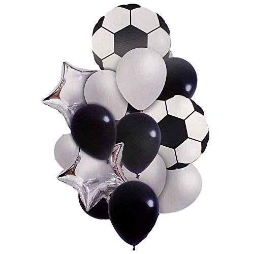 Image of Atpata Funky Football Theme Foil Balloons - 18 Inch Round Football Shape Foil Balloons for Kids Sports Themed Birthday Party Decor and Goal theme Celebrations (14pcs. Bouquet)