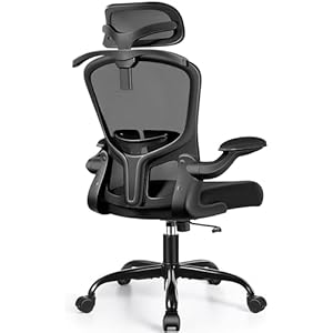 FelixKing Office Chair with Headrest, Ergonomic Desk Chair with Wheels, Task Swivel Comfy Chair with Adjustable Lumbar Support, Breathable Mesh Computer Chair with flip-up Armrests for Home