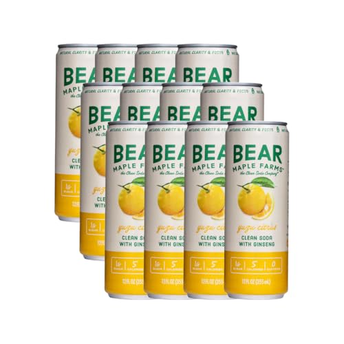 Bear Maple Farms Yuzu Citrus Healthy Soda | Hydroponically Brewed, 12 PK