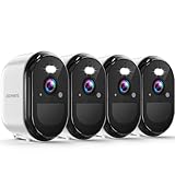 2K Security Cameras Wireless Outdoor, WiFi Battery Powered Indoor Camera for Home Security with AI Motion Detection, Spotlight, 2-Way Talk, Siren, IP65, Cloud/SD Storage - 4 Pack