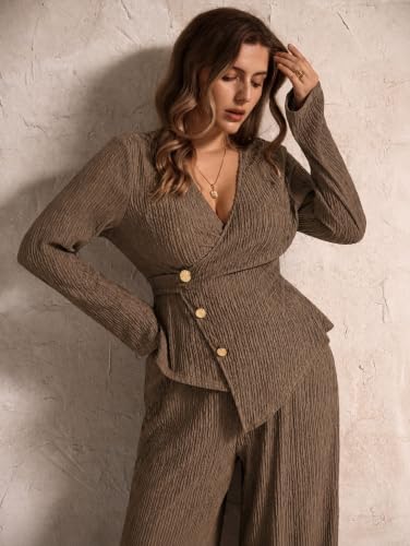 Image of LITZO Women's Co-Ord Set | Stylish Matching Top & Bottom Set | Shirt and Pant Set for Women | Casual Two Piece Lounge Outfit | Office Wear Western Outfit (L-203-207)