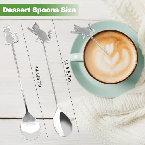 SwirlColor Dessert Spoons 4pcs, Lovely Stainless Steel Cat Spoons Cute Coffee Ice Cream Tea Cake Small Spoons with Cutlery Bag for Home Camping Picnic - Image 4