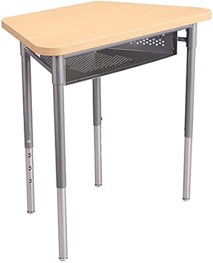 Learniture Trapezoid Collaborative Desk with Perforated Metal Book Box, Maple, LNT-INM1036BBSM (Pack of 2)