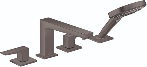 Miniatura 4 de hansgrohe Metropol 32557821 - Juego de 2 manijas de 19 pulgadas de ancho para bañera y ducha independiente en níquel cepillado