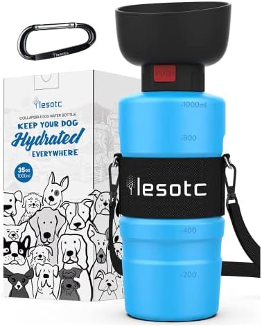 leotc 2023 Upgraded Dog Water Bottle Foldable,Portable Dog Water Dispenser,Large Water Bottle for Dogs,Dog Travel Water Bottle for Outdoor Walking,Hiking,Travel,Lightweight