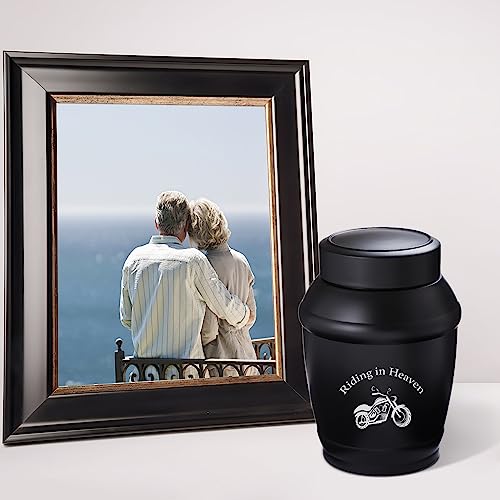 Image of Motorcycle Medium Cremation Urns for Ashes Adult Male /Dad /Men | Blcak Decorative Memorial Cremation Urn for Men & Women