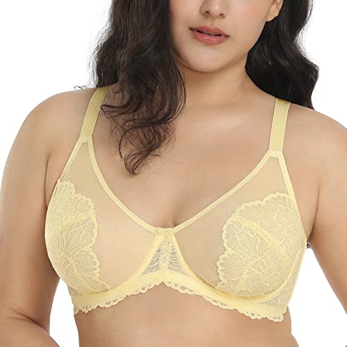 Image of HSIA Minimizer Bras for Women, Full Coverage Lace Bra for Heavy Breasts Unlined Bras with Underwire