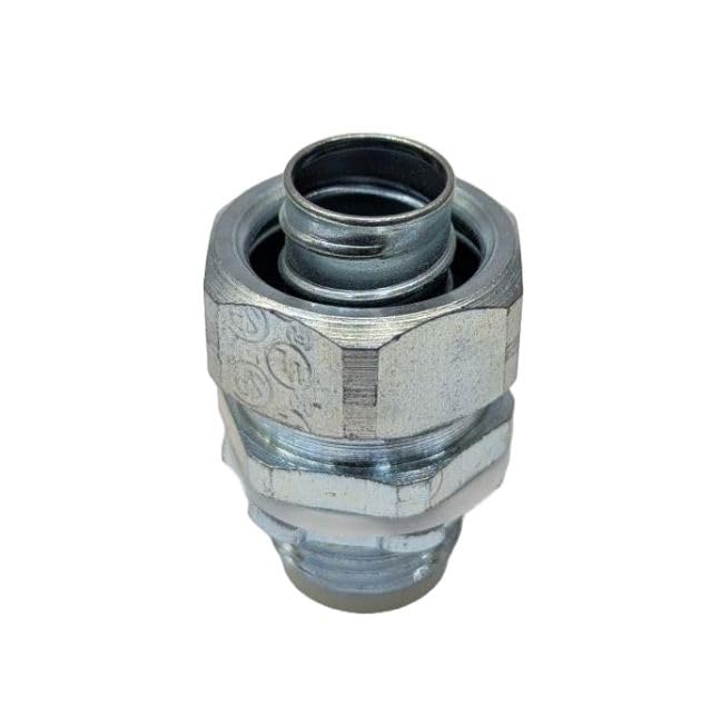 COREX 1/2" Liquid Tight Straight Conduit Fitting - Insulated Throat - Sealtight Connector - Zinc Plated Malleable Iron/Steel