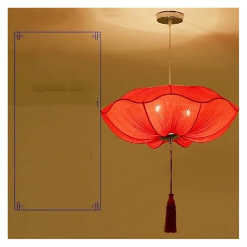 Lampe suspendue lanterne rouge en tissu pour l'ambiance d'une cuisine