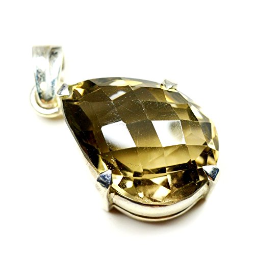 Médaillon en argent sterling et quartz fumé poire pour sublimer vos tenues