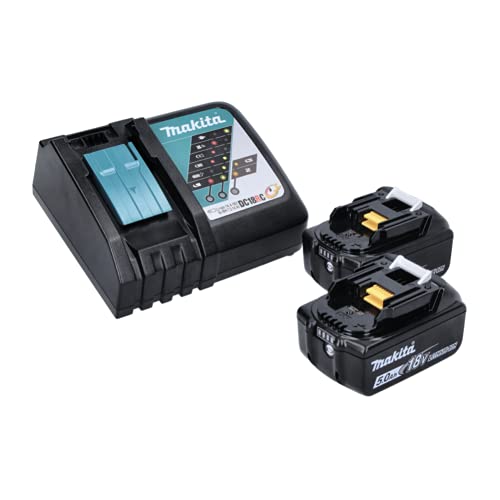 Makita DBO Parure 180 RTJ 18 V Batterie Ponceuse excentrique Coffret Makpac + 2 x 5 Ah Batterie + Chargeur