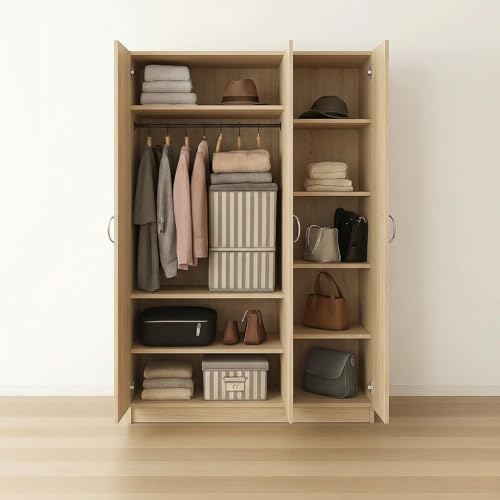 Image of Amazon Brand - Solimo Figma 3 Door Wardrobe | Almirah for Clothes | Wardrobe Organizer for Clothes | Multipurpose Almirah for Storage Bedroom | 120L x 45W x 180H CM | Brown