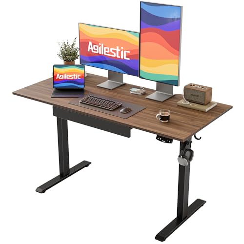 Agilestic Elektrischer Stehschreibtisch mit Schublade, höhenverstellbarer Schreibtisch, Ergonomischer Stehschreibtisch 120 * 60 aus Holz, mit Memory-Voreinstellungen für Arbeit Heimbüro, Braun Agilestic Elektrischer Stehschreibtisch mit Schublade, höhenverstellbarer Schreibtisch, Ergonomischer Stehschreibtisch 120 * 60 aus Holz, mit Memory-Voreinstellungen für Arbeit Heimbüro, Braun