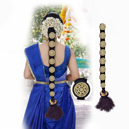 Image of VAMA FASHIONS Bridal Hair Choti Jada billalu Set of Kunjalam Bharatanatyam Kuchipudi Marriage Readymade Traditional Kunjalam jadai billai set for Women
