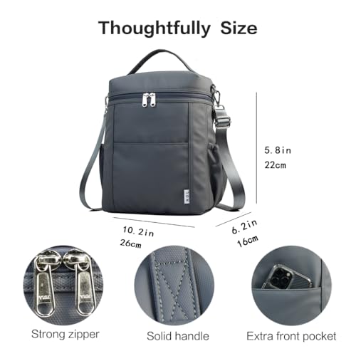 Image of NOL Natural Organic Lifestyle Insulated Lunch Bags for Women Cooler Bag Lightweight Nylon Waterproof Lunch Box For Work (Dark gray, Large)