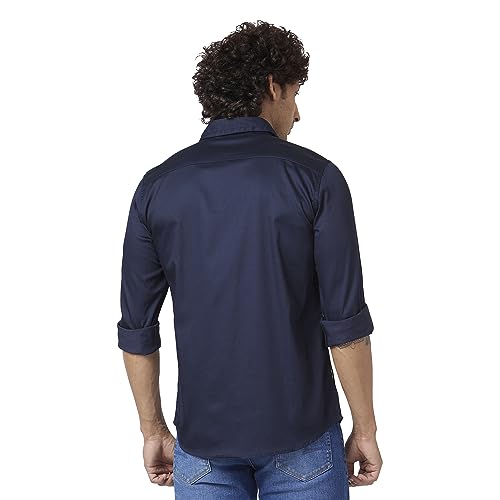 Image of Spykar Men's Regular Fit N /A Full Sleeve Solid Casual Shirts