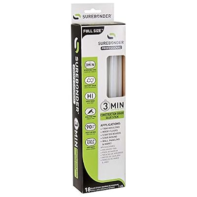 Surebonder Construction Professional Grade Adhesive Hot Melt Glue Sticks - Full Size 10" L, 7/16" D - 3 Minute Working Time, for Trim Molding, Wood Floors, Stairs & More, Made in USA (CG-3R10T)